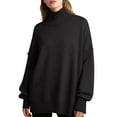 thumbnail image 1 of Pulls pour Femmes Décontractés Amples Couleur Unie Col Roulé Manches Longues Tricot Mode Automne, 1 of 4