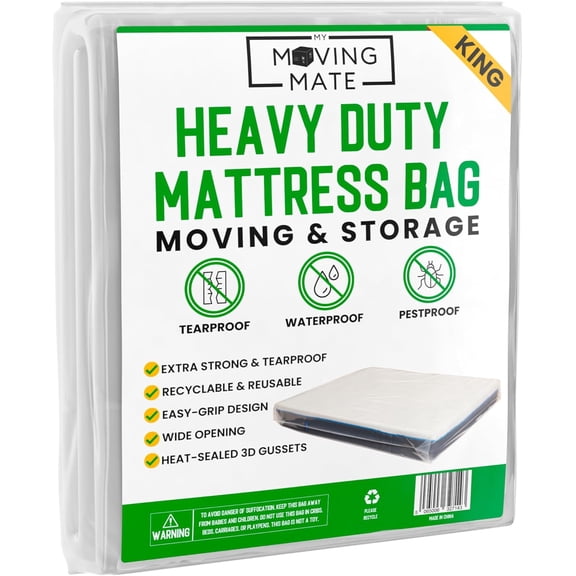 King Mattress Bags for Moving, King Size Mattress Bag for Storage, Plastic Cover for Bed Storage & Disposal, Matress Bag Protector XL - 78 x 104 x 14 inch