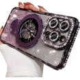 thumbnail image 6 of Magnetic Stand Glitter Case for iPhone 16 Pro Max,[Compatible with Magsafe] Luxury Bling Sparkly Rhinestones with Camera Protector Kickstand Women Girls Case for iPhone 16 Pro Max 6.9",Purple, 6 of 12