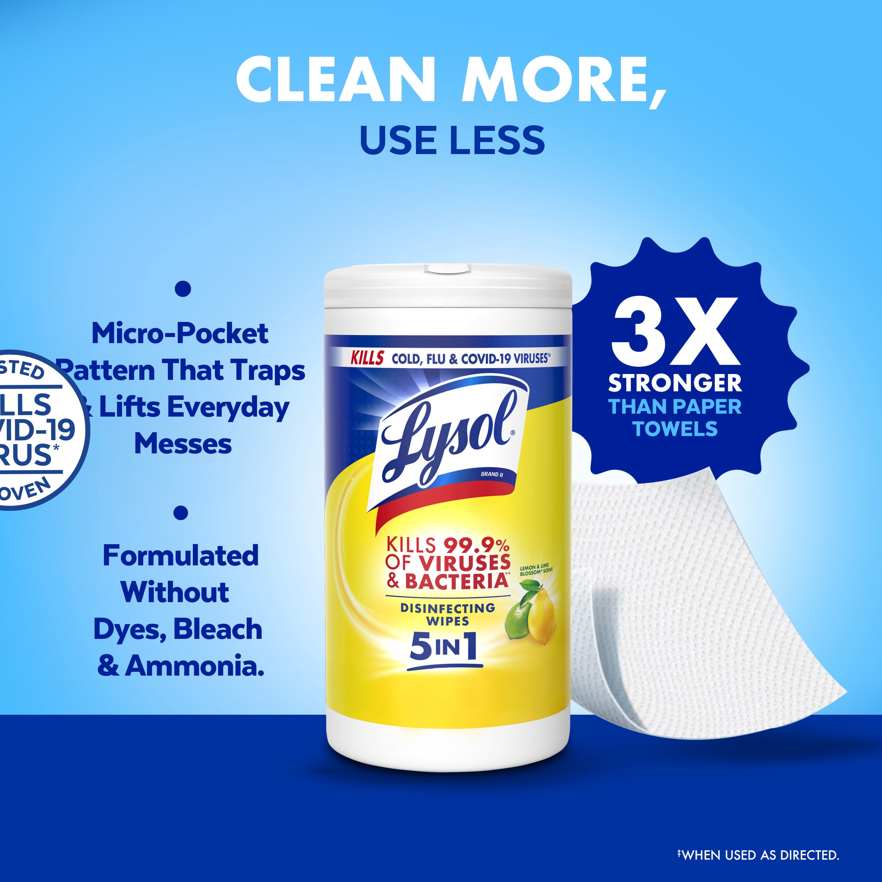 Lysol® Disinfectant Wipes, Multi-Surface Antibacterial Cleaning Wipes, Lemon and Lime Blossom, 80 Count