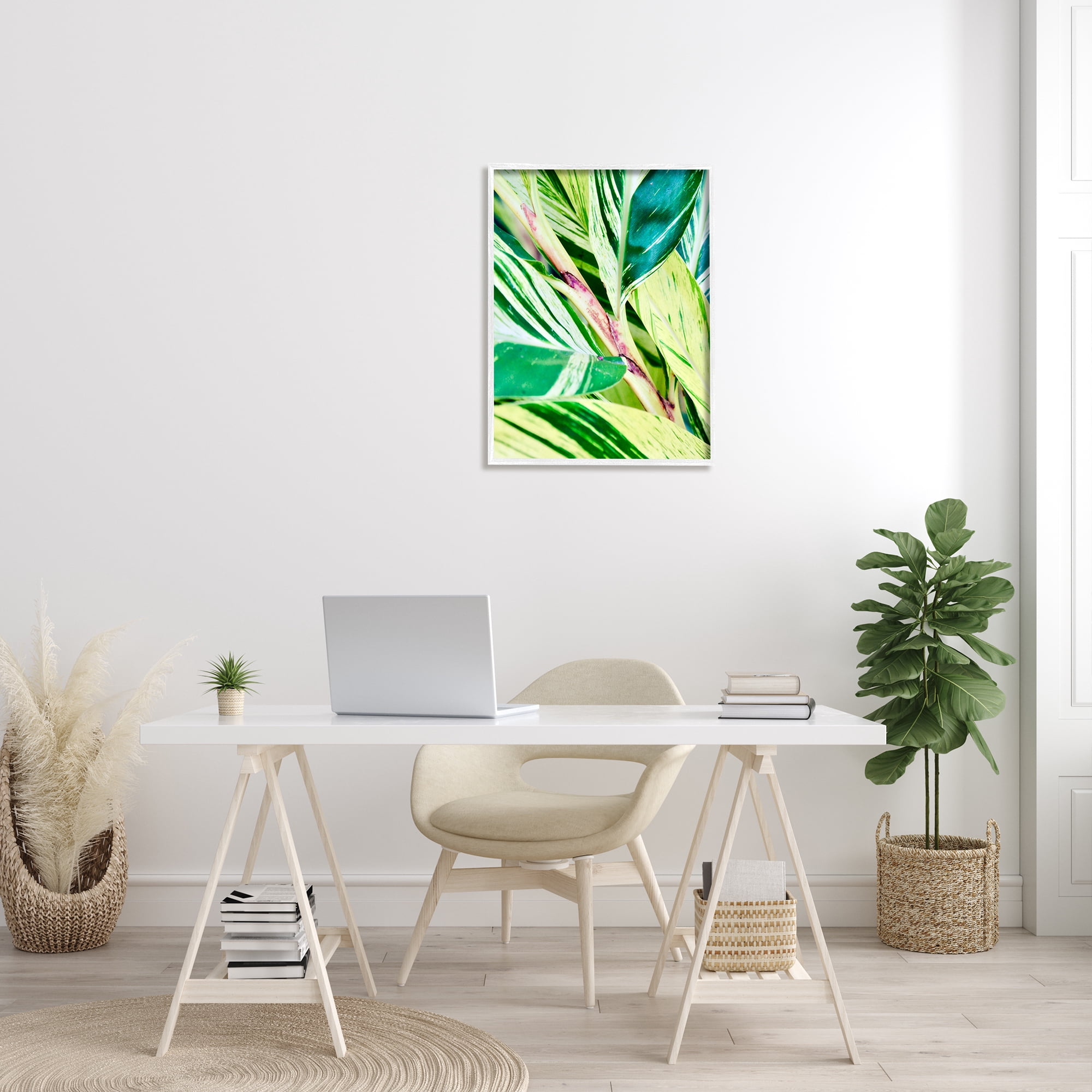 Stupell Industries Tropical House Plant Leaves Close Up Photography Photograph White Framed Art Print Wall Art, Design by Gail Peck