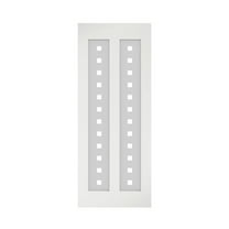 32 in. x 84 in. x 1-3/8 in. Silkscreen Glass 2-Lites Shaker Primed Solid Wood Core Interior Barn Door Slab