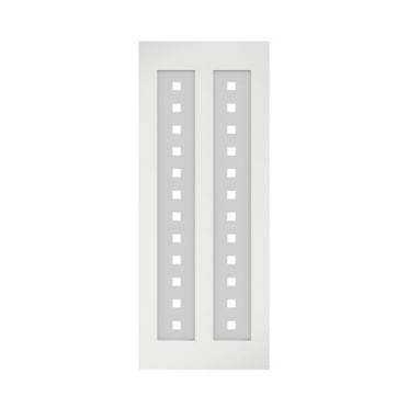 32 in. x 84 in. x 1-3/8 in. Silkscreen Glass 2-Lites Shaker Primed Solid Wood Core Interior Barn Door Slab