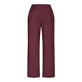 thumbnail image 2 of SwiftWear Women's Relaxed Fit Split-Hem Trousers with Button Accents, Plus Size Flowy Linen-Look Pants, Comfortable Breathable Lounge Wear S-2XL, 2 of 6
