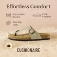 thumbnail image 3 of Cushionaire Leah Thong Sandals for Women - Cork Footbed Flip Flops for Women with Memory Foam and Adjustable Buckle Strap, 3 of 26