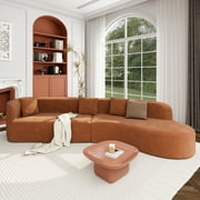 Harper & Bright Designs Modern Curved Floor Sofa Set, Modular Sectional Sponge Couch for Living Room, 2 PC Free Combination No Assembly Foam-Filled Sofa, Orange