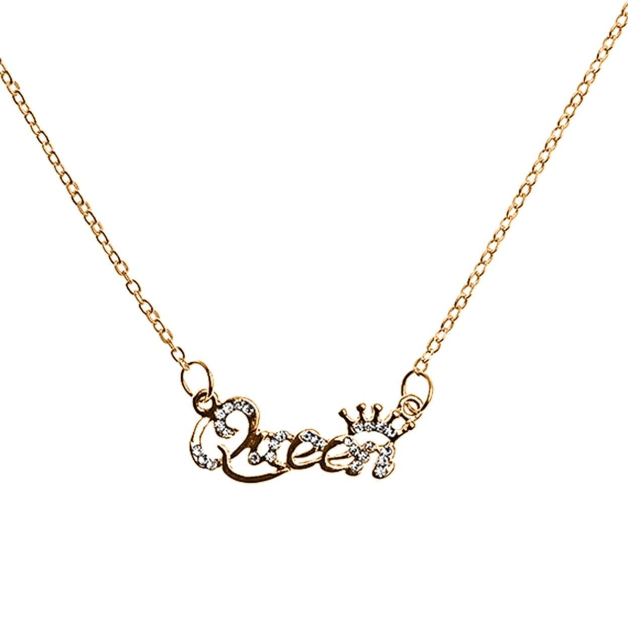 Shining Rhinestone Charming Girls Necklace Luxury Queen Crown Chain