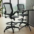 thumbnail image 6 of Flash Furniture Kale Mid-Back Dark Gray Mesh Ergonomic Drafting Chair with Adjustable Foot Ring and Flip-Up Arms, 6 of 17