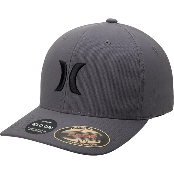 Hurley Men's H2O-DRI One and Only Flex Fit Hat in Dark Grey Size L/XL (L/XL, Dark Grey)