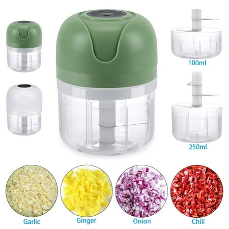

Gustave Electric Mini Garlic Chopper Mini Onion Vegetable Masher Crusher Small Food Processor Wireless USB Charging Kitchen Tools (100+250 ml Bowl）