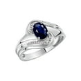 thumbnail image 5 of RYLOS Rings for Women Silver Swirl Ring with 7X5MM Oval Gemstone &  Diamond Ring September Sapphire Jewelry Size 8, 5 of 6