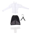 thumbnail image 3 of Ropa para muñecas femeninas a escala 1/6, camisa de manga larga, falda, corbata, traje completo Gris oscuro, 3 of 8