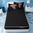 thumbnail image 4 of Erosebridal Coastal Jellyfish Zipper Twin Comforter Sets with Fitted Sheet and 2 Pillowcases, Ocean Wildlife Zipper Bedding Set, Black Reversible, 4 of 7