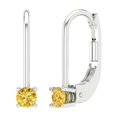 thumbnail image 2 of 0.5 Ct Round Cut Drop Dangle Yellow Crystal 18K White Solid Gold Everyday Dainty Earrings Lever Back, 2 of 7