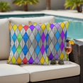 thumbnail image 5 of Outdoor Pillow Covers Abstract Retro Colorful Glasses Waterproof Pillow Cases 16x16 Set of 2, Geometric Diamond Lattice Throw Pillow Cover Pillowcase for Patio Balcony Couch Garden, 5 of 9