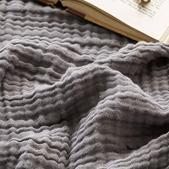EMME Cotton Blanket Queen Size for Bed Soft Large Muslin Bed Blankets 90"x90" Lightweight Breathable Blanket All Season Gauze Blanket, Grey