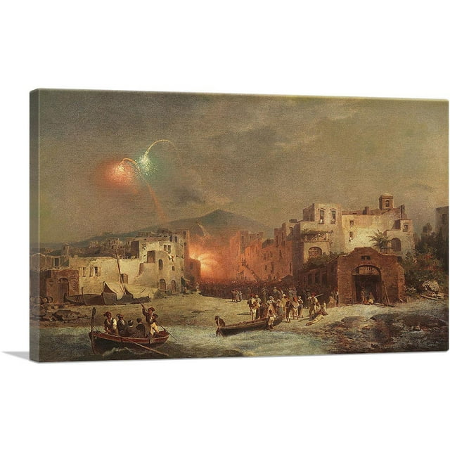 ARTCANVAS Santa Lucia Fest In Amalfi Canvas Art Print by Franz Richard Unterberger - Size: 12" x 8" (0.75" Deep)