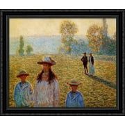Landscape at Giverny 34x28 Large Black Ornate Wood Framed Canvas Art by Claude Monet
