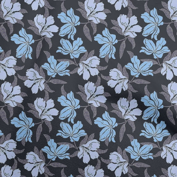 oneOone Polyester Spandex Navy Blue Fabric Florals Craft Projects Decor Fabric Printed By The Yard 56 Inch Wide