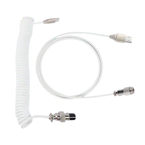 Yammee Coiled USB C Keyboards Cable for Fast Charging and Data Transfer with Detachable Aviators Connectors