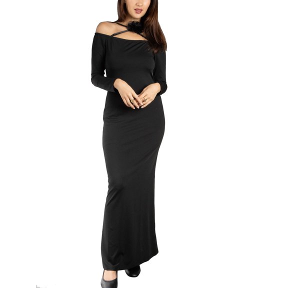 DARING DIVA Women's Stylish Bodycon Off Shoulder Maxi Dress XS Black