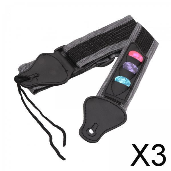 Correa de Guitarra Baoblaze Ajustable 35,43-51,18 pulgadas con 3 púas de guitarra 3 piezas