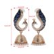 thumbnail image 4 of Pendientes retro indios de Bollywood, pendientes étnicos Kundan de pavo real Jhumka Jhumki, 4 of 4