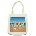 thumbnail image 1 of Ocean Tote Bag, Illustration of Surfboards on the Sandy Beach the Skyd the Sea Theme Print, Cloth Linen Reusable Bag for Shopping Books Beach and More, 16.5" X 14", Cream, by Ambesonne, 1 of 2