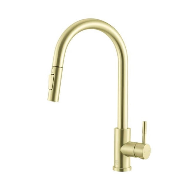 Elegant Kitchen & Bath FAK-306BGD Luca Single Handle Pull Down Sprayer Kitchen Faucet with Touch Sensor, Brushed Gold