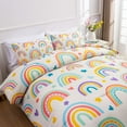 thumbnail image 2 of 3 Piece Kids Rainbow Comforter Set Cartoon Love Hearts Suns and Stars Bedding Set for Girls Boys Kids Twin Beige, 2 of 8