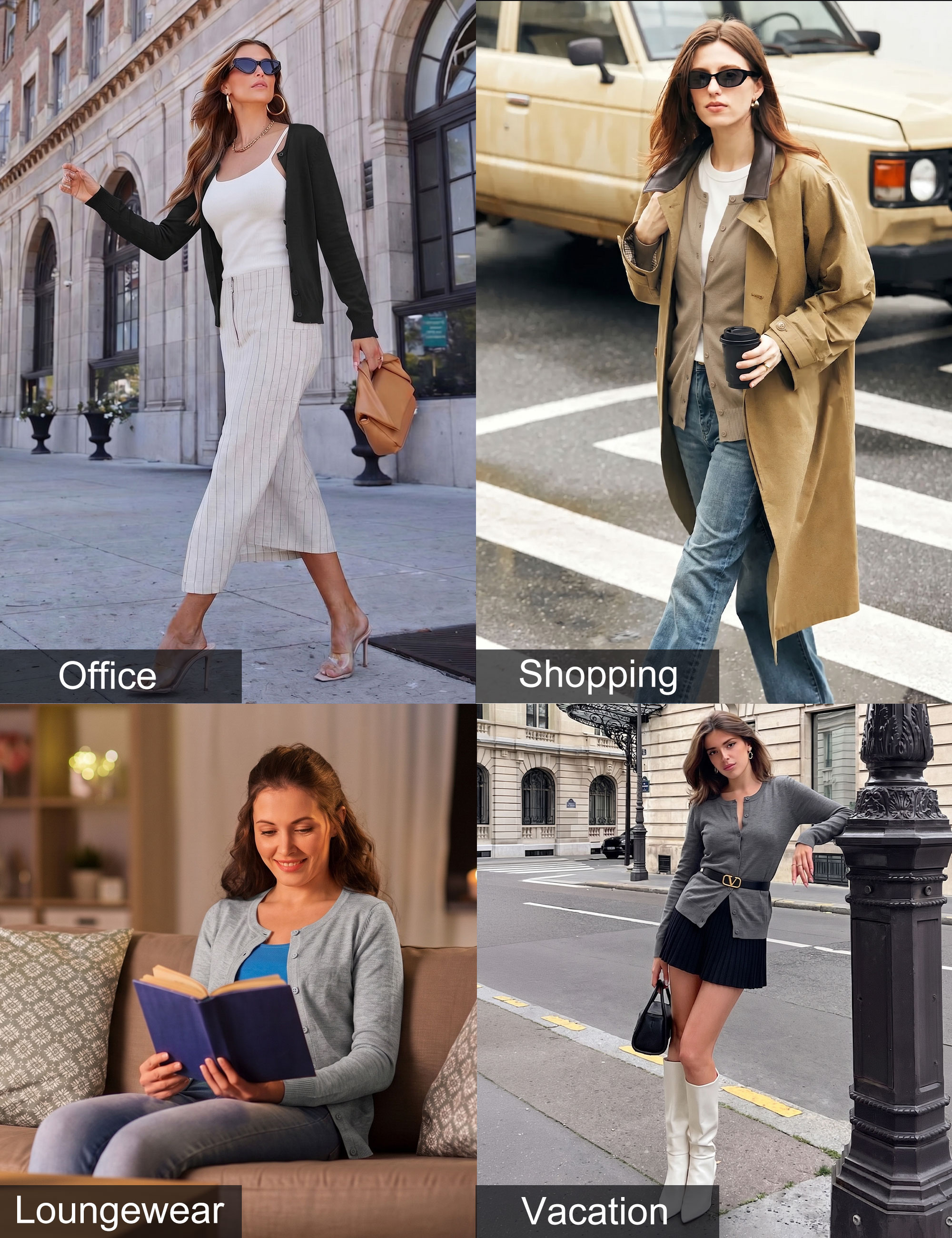 a.Jesdani Women's Lightweight Knit Cardigan, Beige photo 4