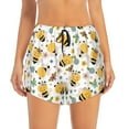 thumbnail image 2 of Xecao's Bee and Flowers for a double-layer running short for women, perfect for gym, tennis, and more, featuring a convenient pocket., 2 of 9