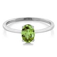 thumbnail image 2 of Gem Stone King 10K White Gold Green Peridot Solitaire Engagement Ring for Women (0.80 Cttw, Oval 7X5MM, Gemstone August Birthstone, Size 6.5), 2 of 3