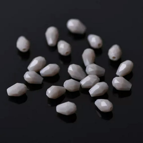 U8MO 100pcs 5x3mm Small Teardrop Faceted Crystal Glass Losse Beads Bulk Wholesale Lot-182# Opaque Gray