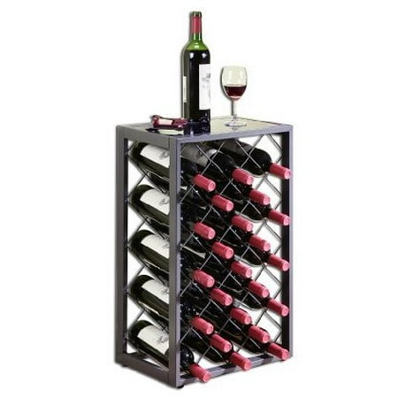 Mango Steam 23 Bottle Wine Rack with Glass Table Top, (Best Way To Cut A Mango With A Glass)
