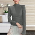 thumbnail image 6 of Sexlip Womens Turtleneck Blouse Long Sleeve Ruched Detail Design Soft Fabric Slim Silhouette for Evening Occasions Green XXL, 6 of 7