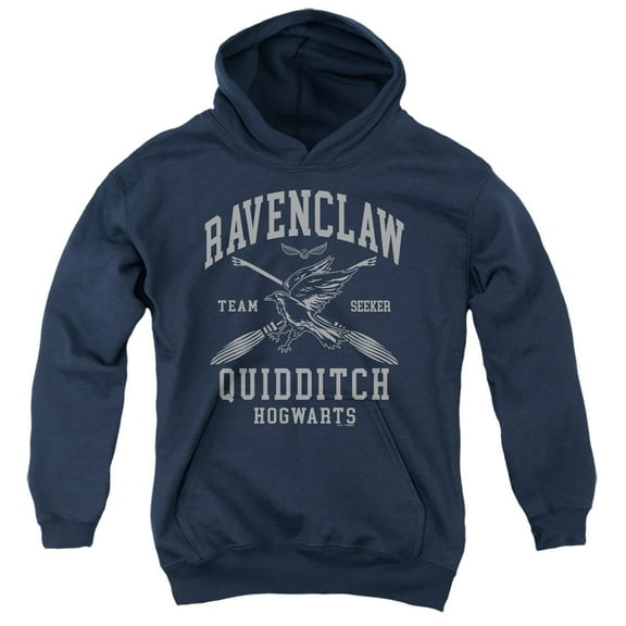 Harry Potter Ravenclaw Quidditch Arch Youth Kids Boy/Girls Pull-Over Hoodie, Navy, Large
