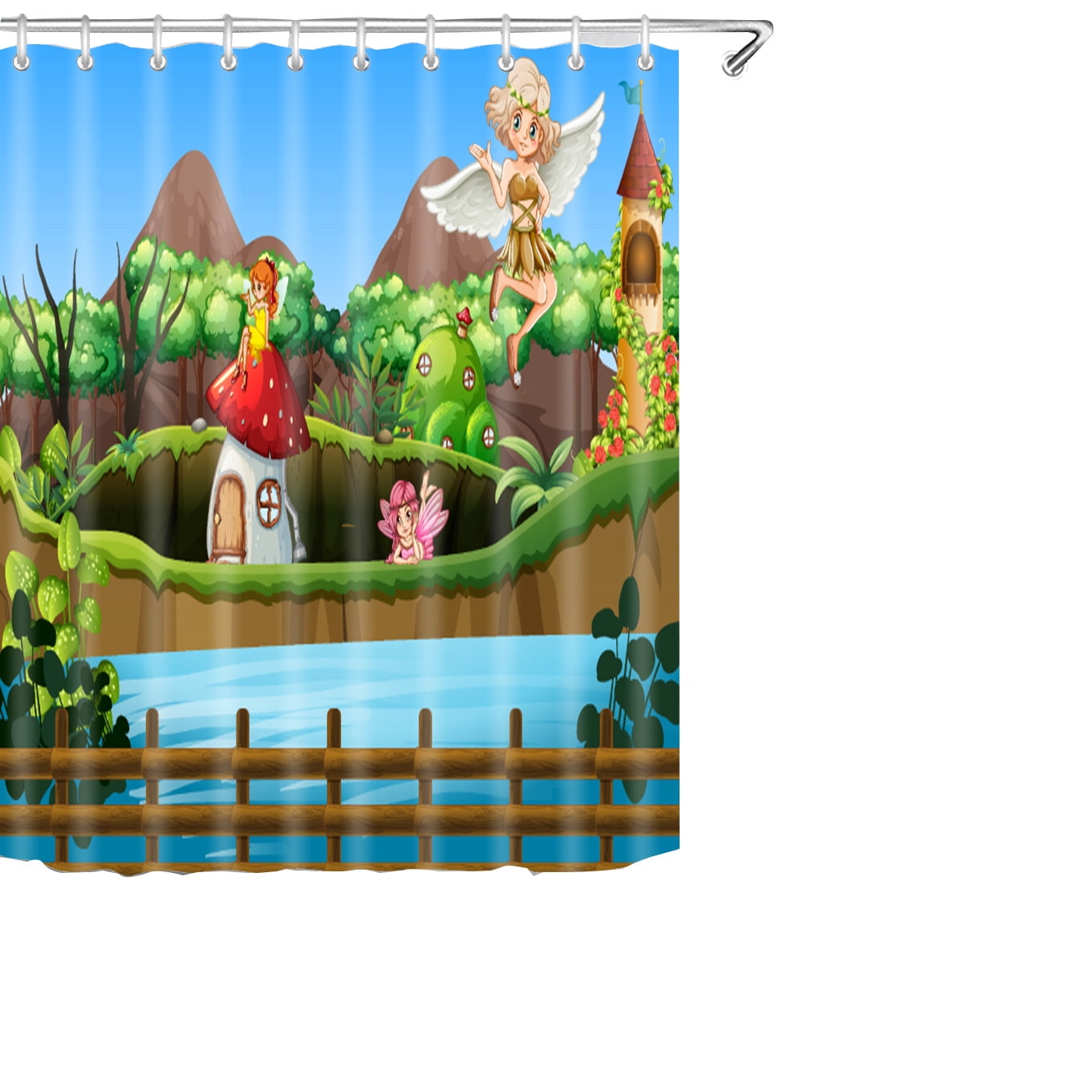 SHENDING Cute Mushroom Shower Curtain Set with 12 Hooks, Watercolor Bath Curtain for Bathroom Decorative,72×72 inch