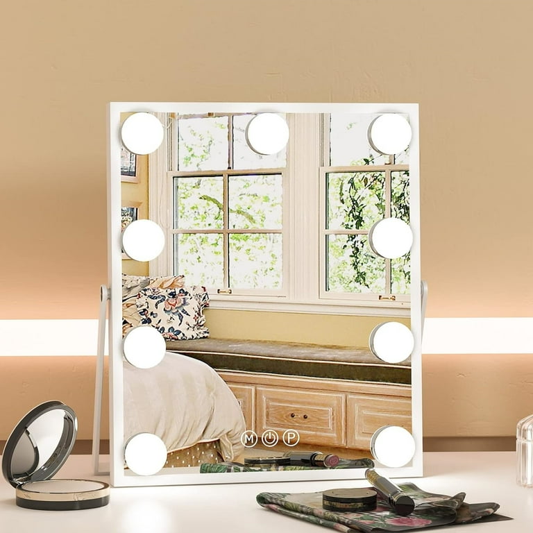 Pandatop Vanity Mirror with Lights Makeup Mirror with Lights 3 Color Lighting Modes Hollywood Mirror Light Up Vanity Mirror 360 Rotation with 10x Magnifying