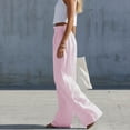 thumbnail image 6 of Women's Striped Elastic Waist Pull-On Pants With Pockets, Mid Waisted Straight Leg Tummy Control Bottoms, Soft Comfortable Work Capris, Casual Everyday Stretch | TruHer,Pink 3XL, 6 of 6