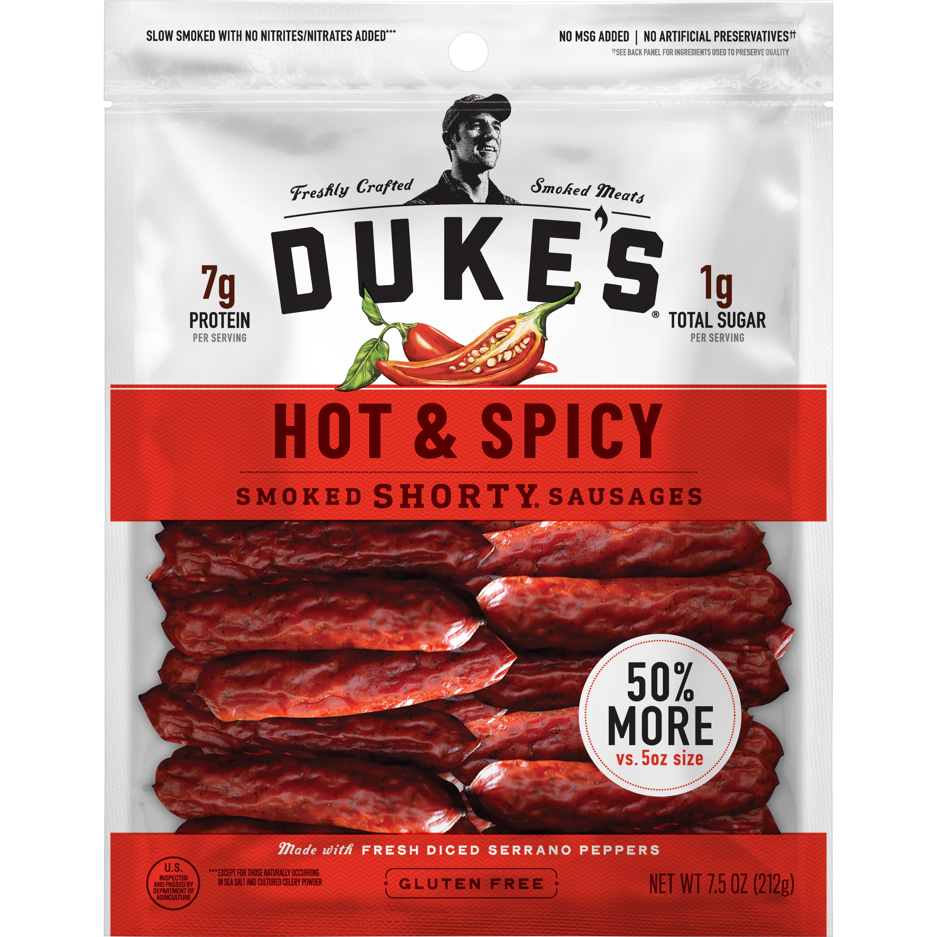 Duke's Hot and Spicy Smoked Shorty Sausages, Keto Friendly, Gluten Free