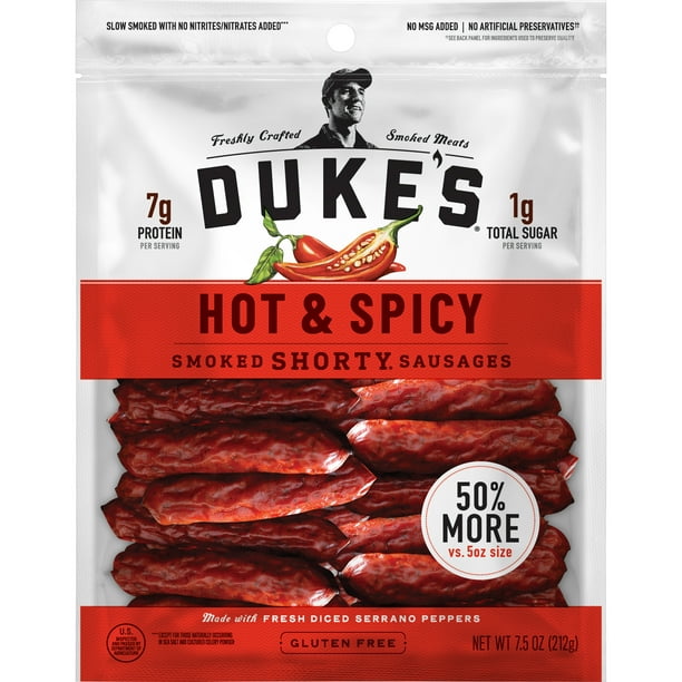 Duke's Hot and Spicy Smoked Shorty Sausages, Keto Friendly, Gluten Free