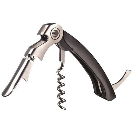 Vacu Vin Foil Cutter - Vacu Vin 68514606 Waiters Corkscrew Dual Hinge with Bottle Opener & Foil Cutter, Black - J Hook