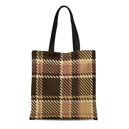 Brown Bag Patterns LADDKE Canvas Tote Bag Plaid Tartan Brown Abstract Pattern Tweed Argyle Wool Twill Durable Reusable Shopping Shoulder Grocery Bag ()
