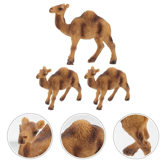 TABLZONE 3Pcs Camel Figurines Orange Simulation Animal Model Desktop Decoration