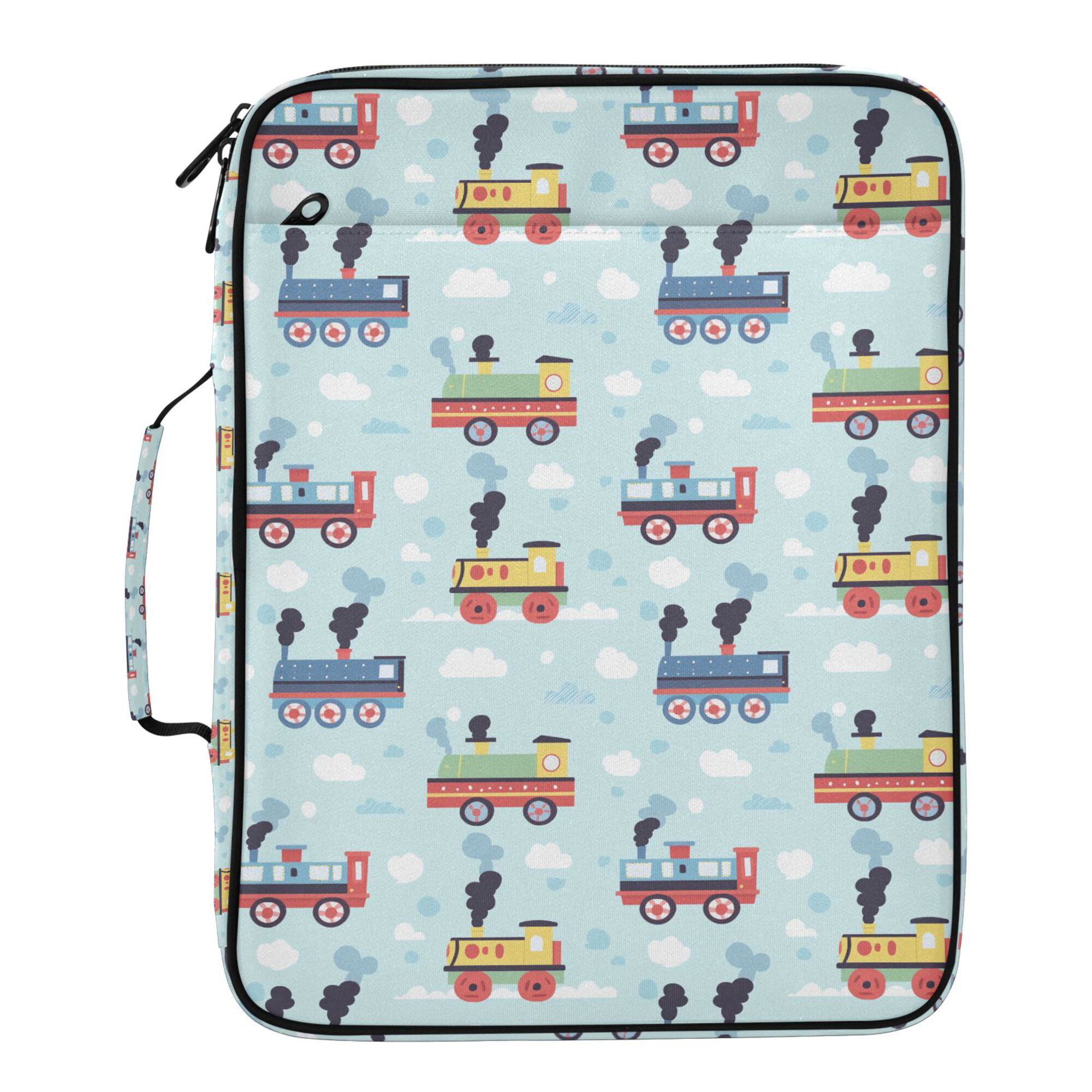 FORMRS Accordion File Folder A4 Size 7-Pocket Expanding Document Organizer Bag with 3 Ring Binder, Colorful Trains