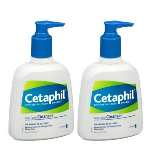 Cetaphil Daily Facial Cleanser for Normal to Oily Skin, 8 Oz - 2 Pack