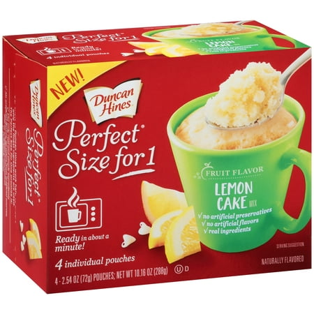 (6 Pack) Duncan Hines Perfect Size for 1 Fruit Flavor Lemon Cake Mix, 10.16