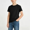 thumbnail image 2 of yardsong Cotton Short Sleeve Shirts for Boys Kids Casual Round Neck Basic T Shirts Summer Lounge Tops Lightweight Athletic T-Shirt Black,7-8 Years, 2 of 8