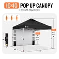 thumbnail image 3 of CROWN SHADES 10' x 10' One Push Pop Up Canopy Tent, Outdoor Shade with Built-in Side Pockets, Black, 3 of 8